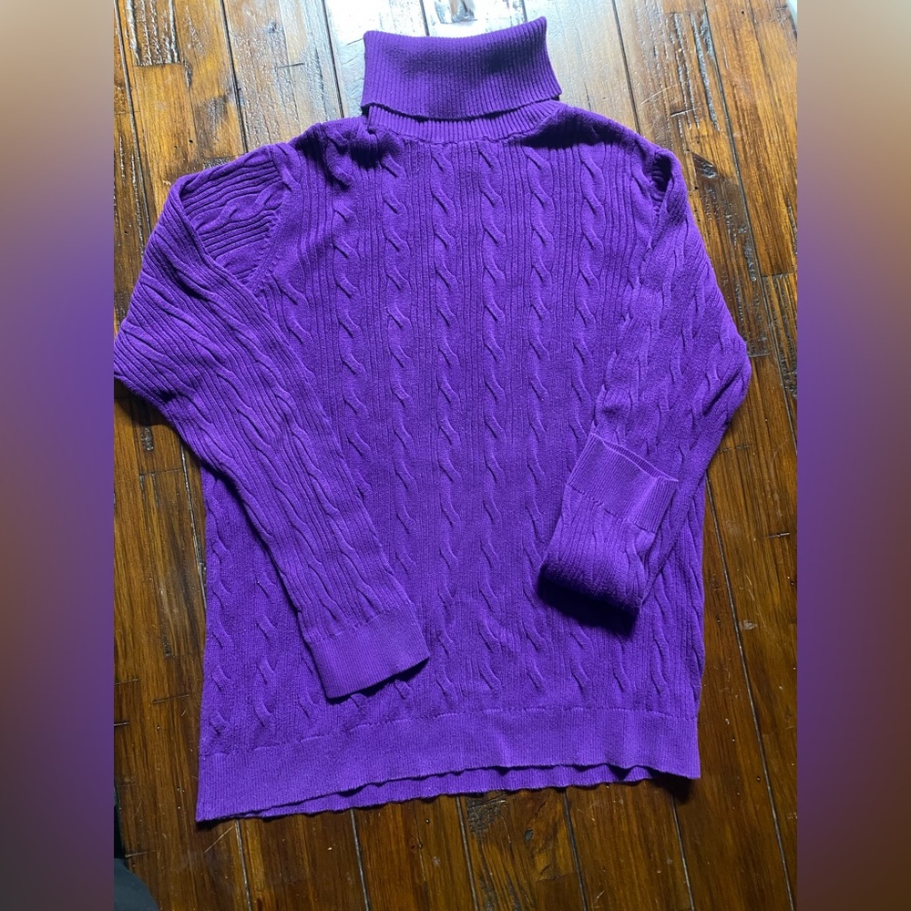 LandsEnd purple turtleneck sweater size L